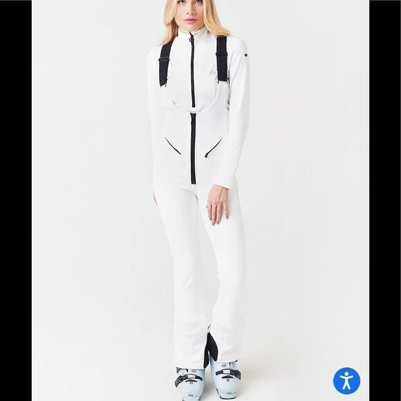 GOLDBERGH WOMEN'S PHOEBE SALOPETTE SKI BIB WHITE BLACK NWT US 8 - Picture 1 of 7